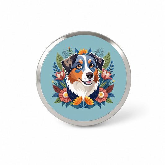 Australian Shepherd Dog Floral Flowers Novelty Hat Backpack Lapel Pin