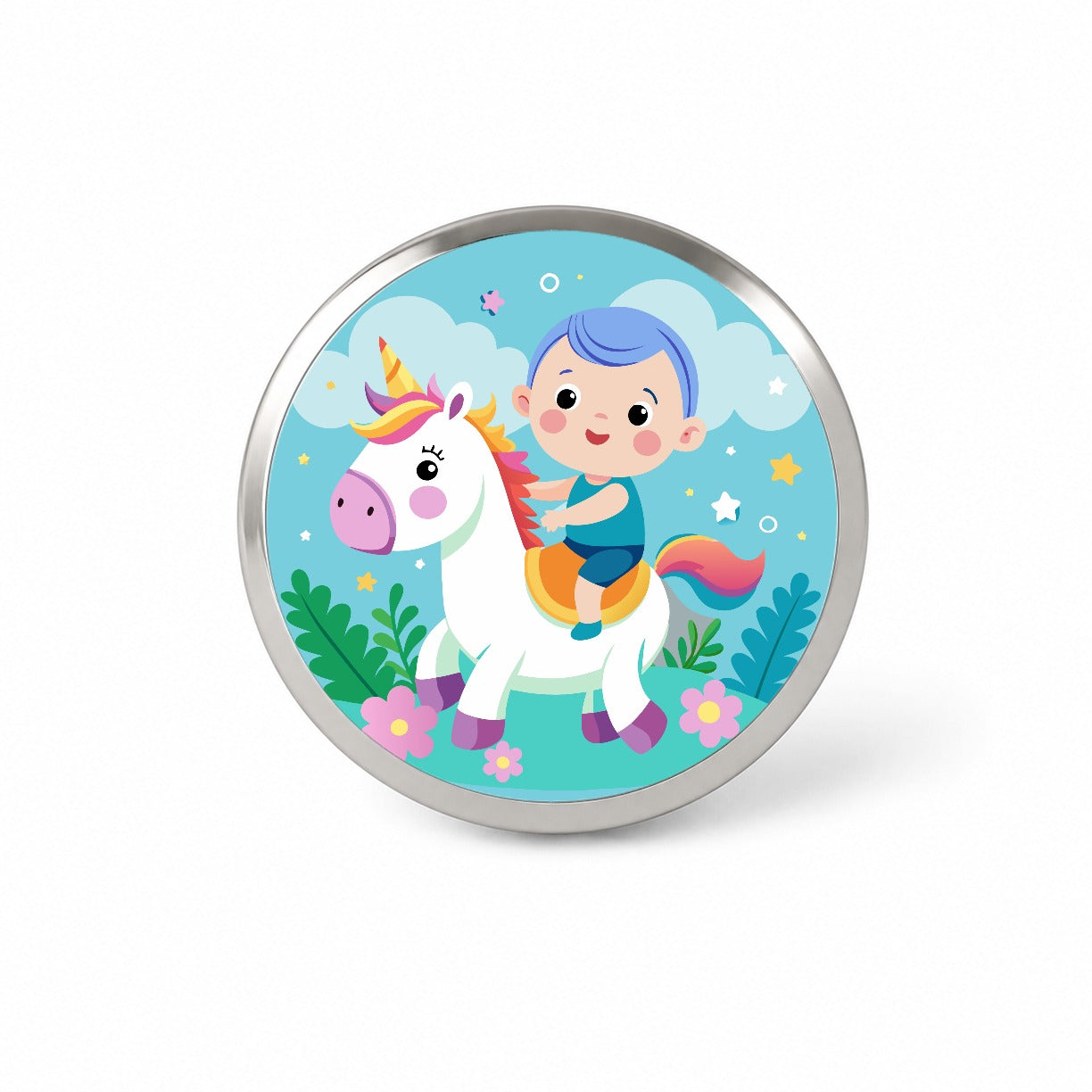 Baby Riding Unicorn Cute Funny Novelty Hat Backpack Lapel Pin