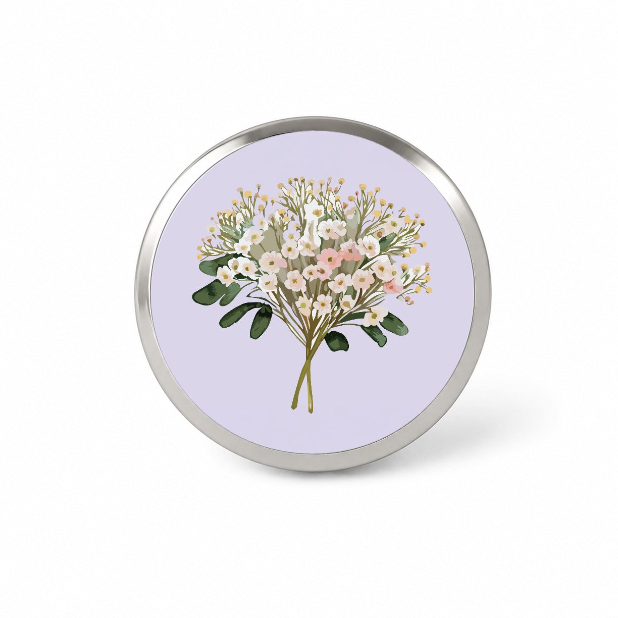 Baby's Breath Flowers White Novelty Hat Backpack Lapel Pin