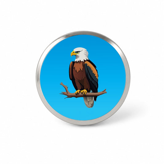 Bald Eagle on Branch Novelty Hat Backpack Lapel Pin