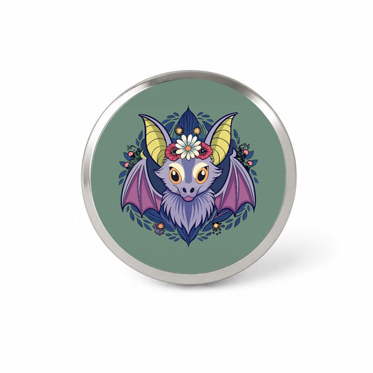 Bat Floral Flowers Halloween Novelty Hat Backpack Lapel Pin