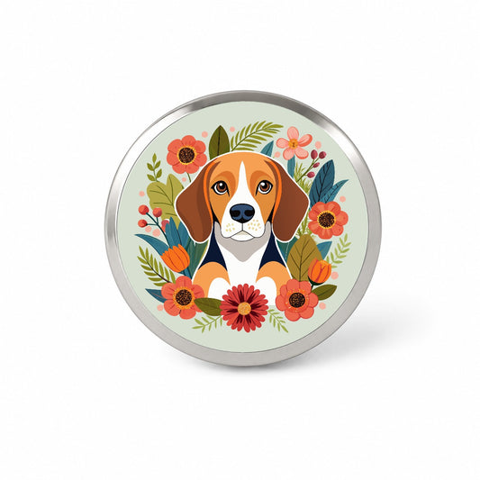Beagle Dog Floral Flowers Novelty Hat Backpack Lapel Pin