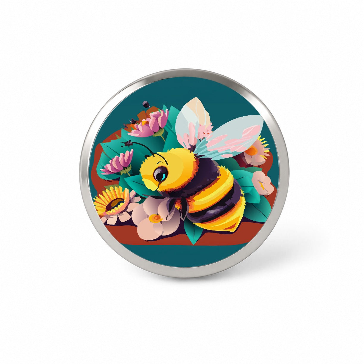 Bee and Flowers Floral Novelty Hat Backpack Lapel Pin