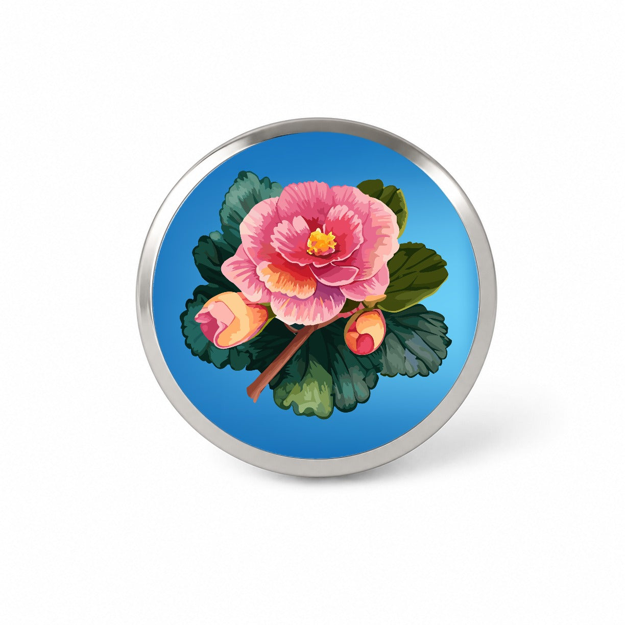 Begonia Flower Watercolor Novelty Hat Backpack Lapel Pin