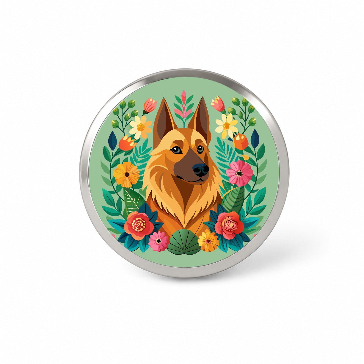 Belgian Shepherd Dog Floral Flowers Novelty Hat Backpack Lapel Pin