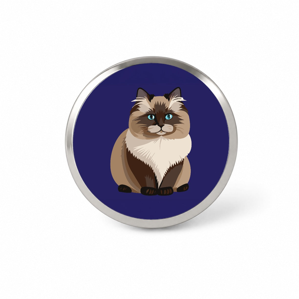 Birman Cat Sitting Novelty Hat Backpack Lapel Pin