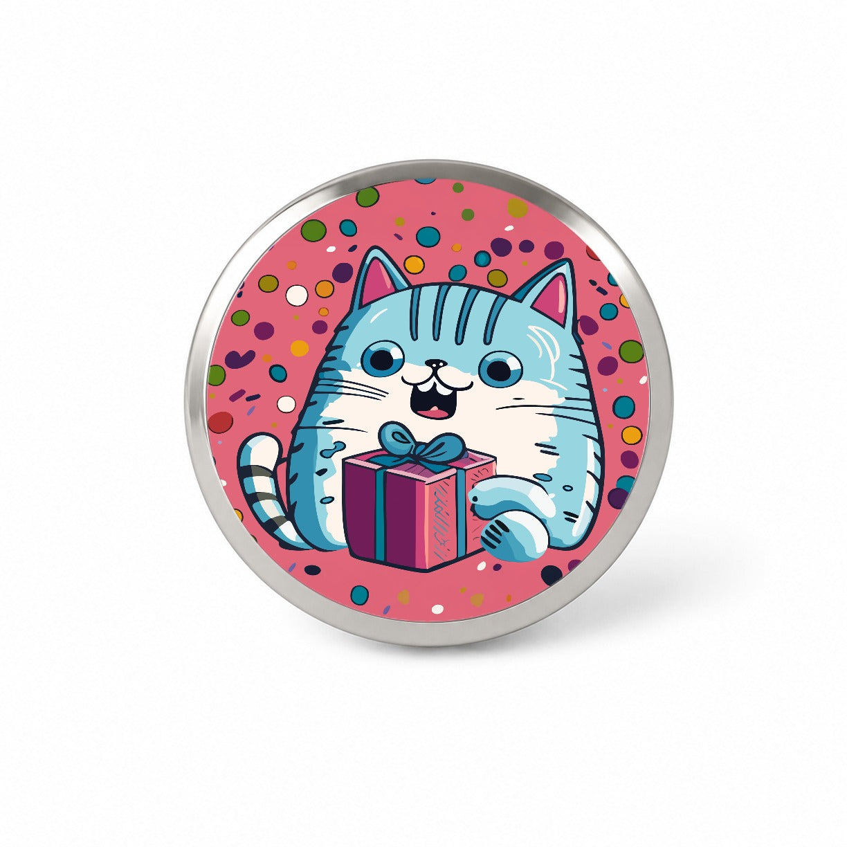 Birthday Cat Blue Funny Novelty Hat Backpack Lapel Pin