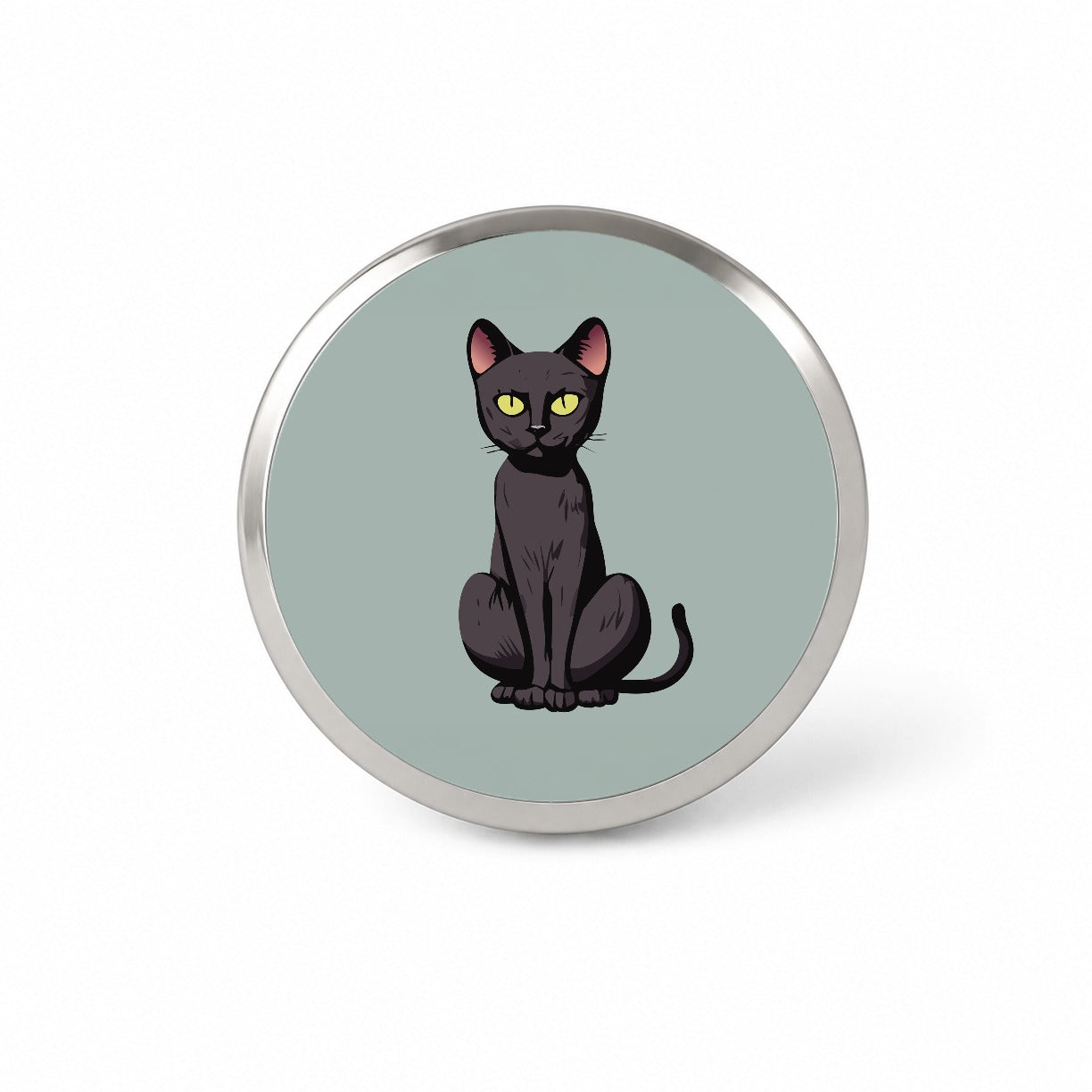 Black Bombay Cat Sitting Novelty Hat Backpack Lapel Pin