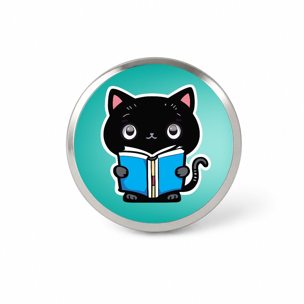 Black Cat Reading Book Novelty Hat Backpack Lapel Pin