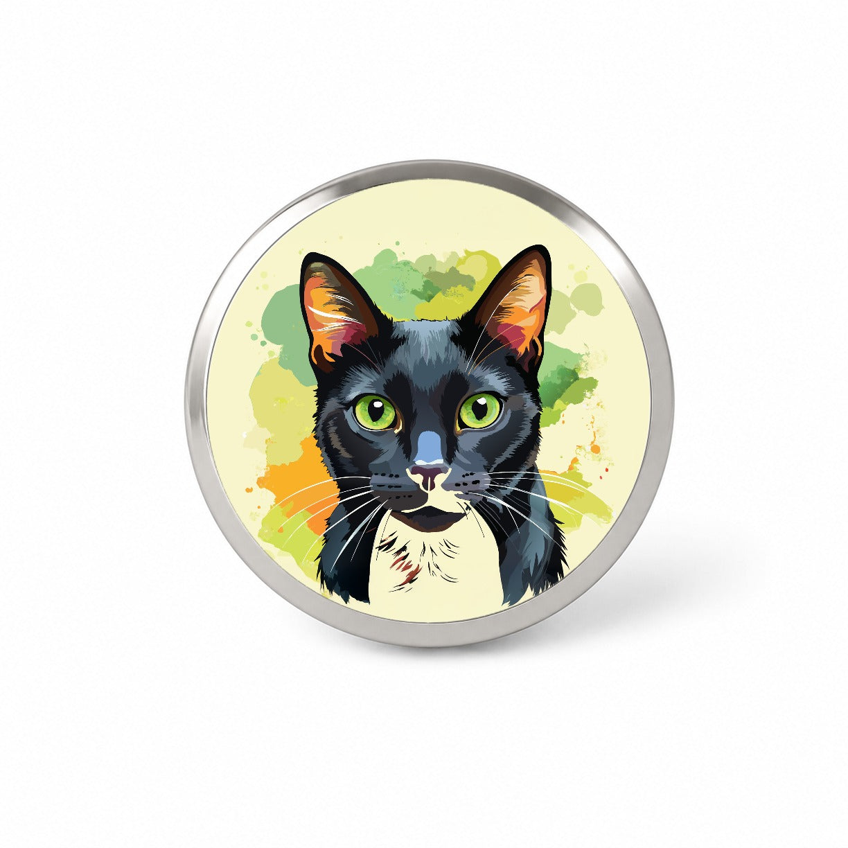 Black Cat Watercolor Novelty Hat Backpack Lapel Pin
