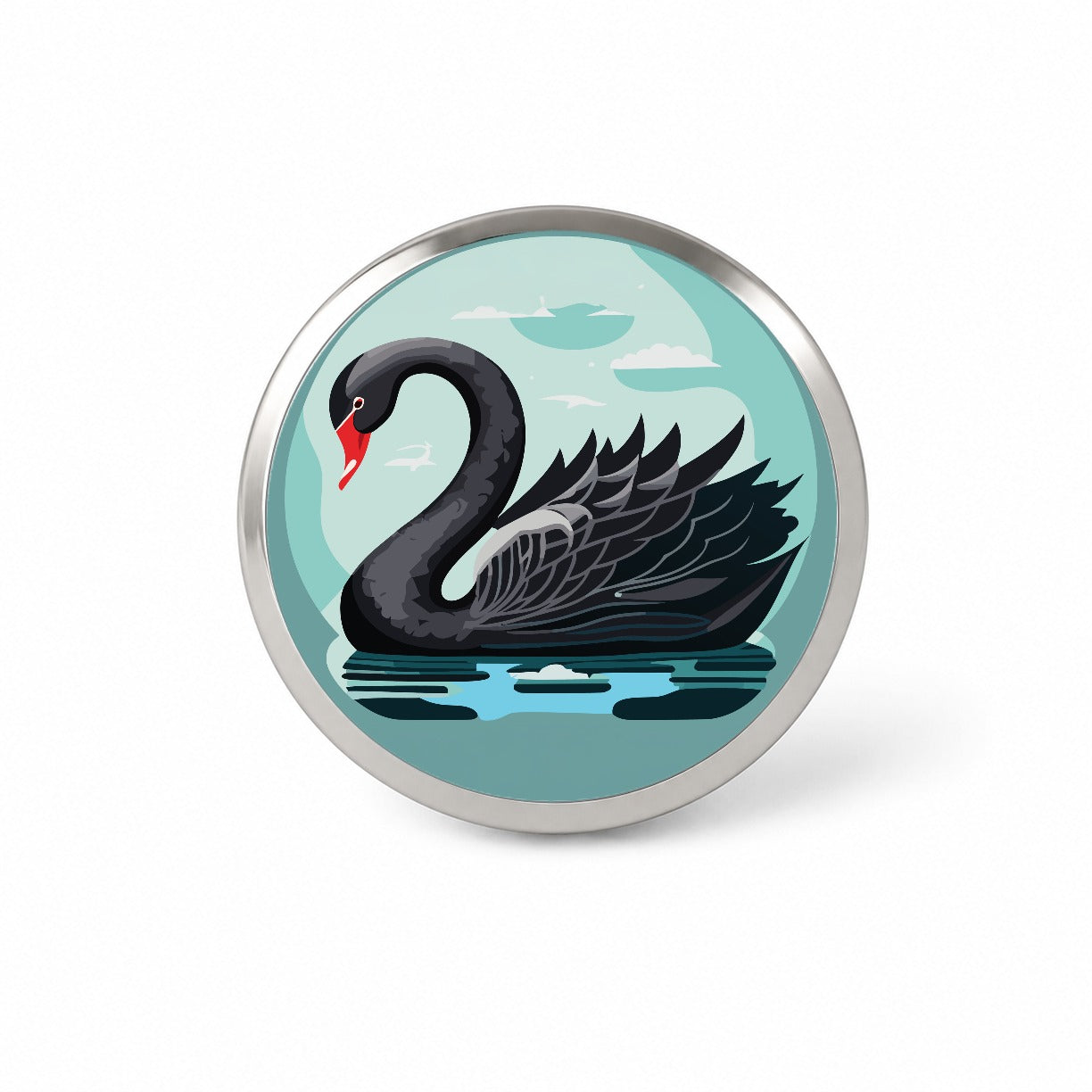 Black Swan Swimming Novelty Hat Backpack Lapel Pin