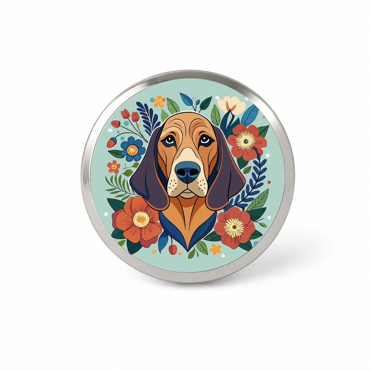Bloodhound Dog Floral Flowers Novelty Hat Backpack Lapel Pin