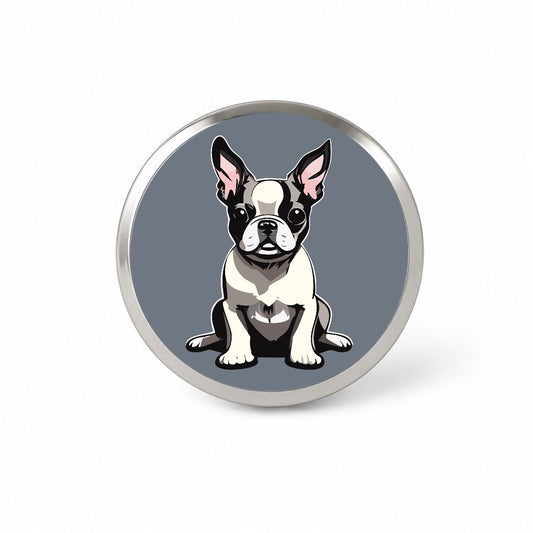 Boston Terrier Dog Sitting Novelty Hat Backpack Lapel Pin