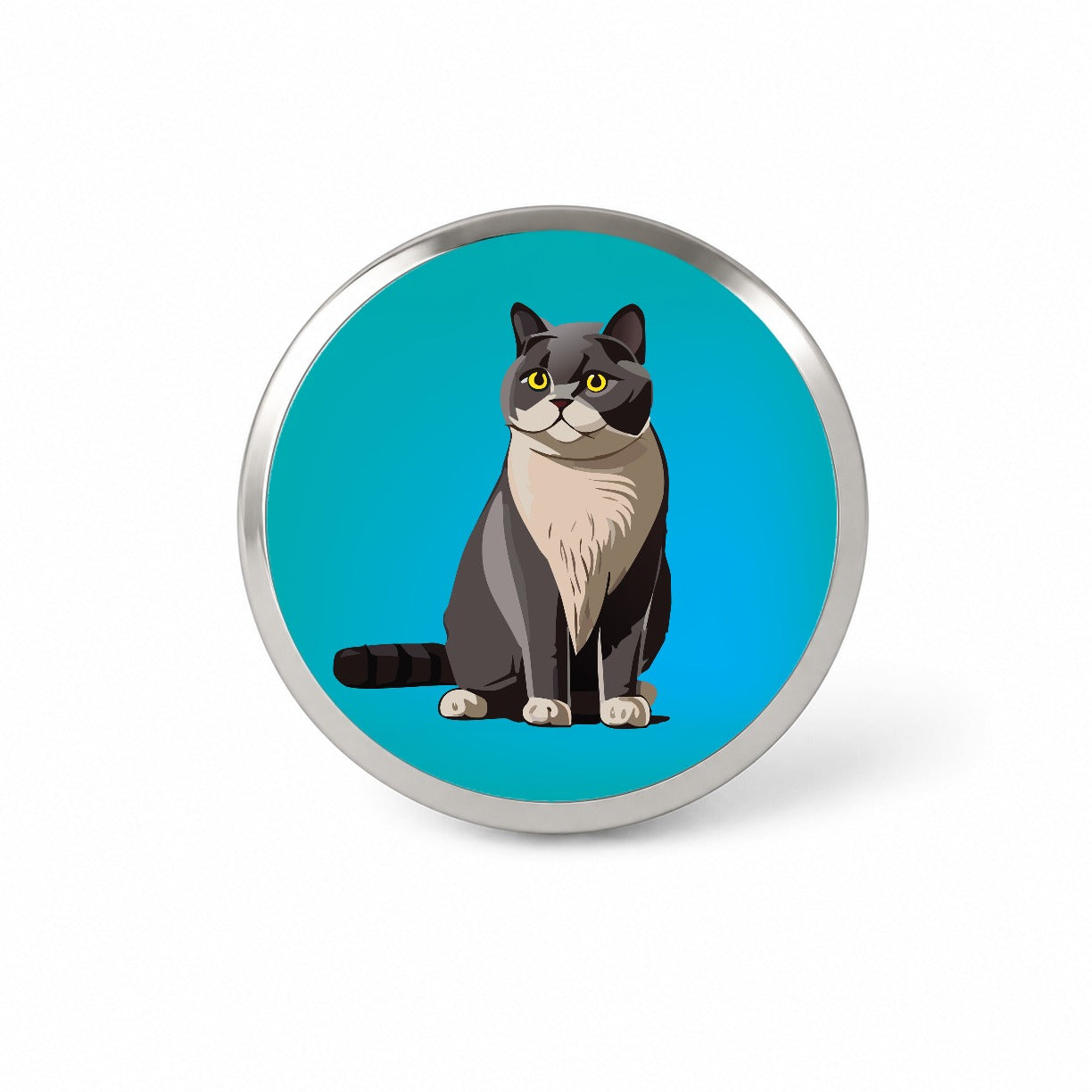 British Shorthair Cat Sitting Novelty Hat Backpack Lapel Pin