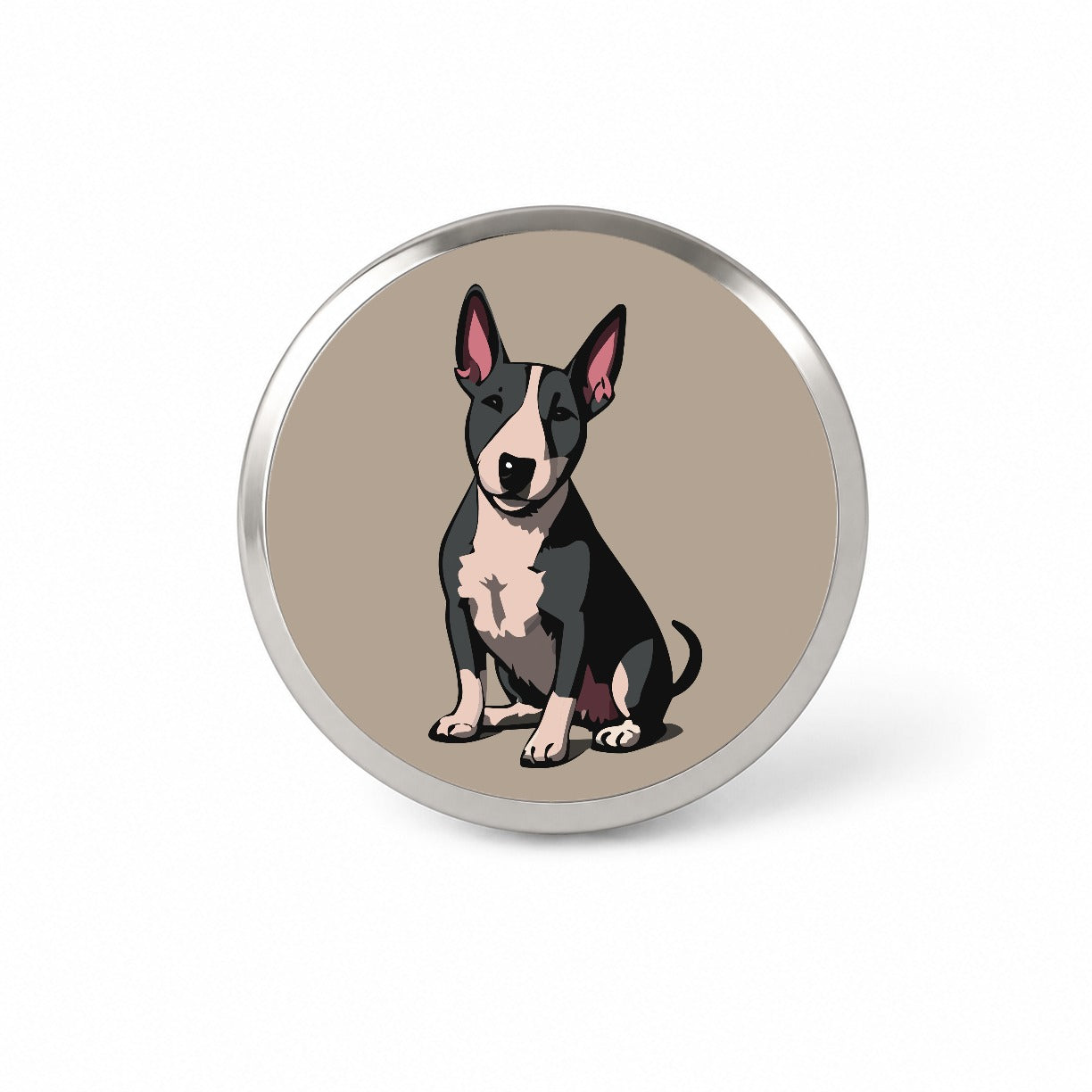 Bull Terrier Dog Sitting Novelty Hat Backpack Lapel Pin