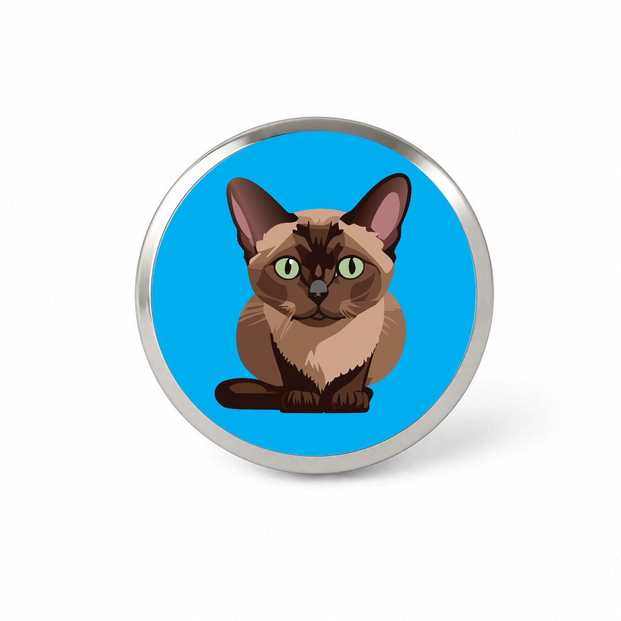 Burmese Cat Crouched Novelty Hat Backpack Lapel Pin