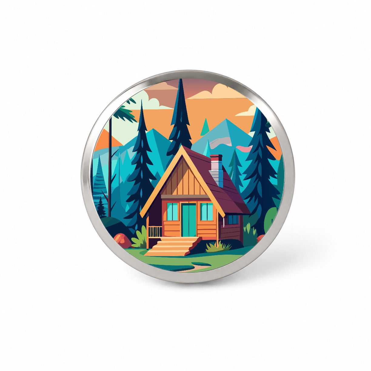 Cabin in the Forest Rustic Log Novelty Hat Backpack Lapel Pin