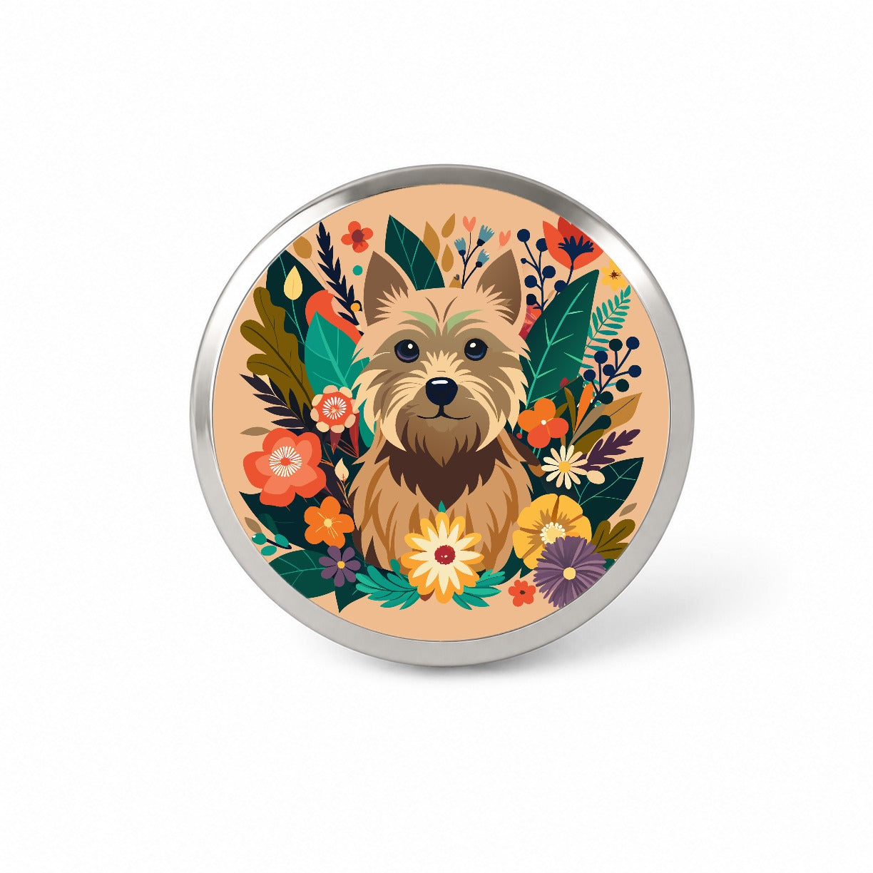 Cairn Terrier Dog Floral Flowers Novelty Hat Backpack Lapel Pin
