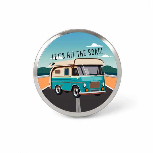 Camper RV Retro Vintage Traveling Hit the Road Camping Novelty Hat Backpack Lapel Pin