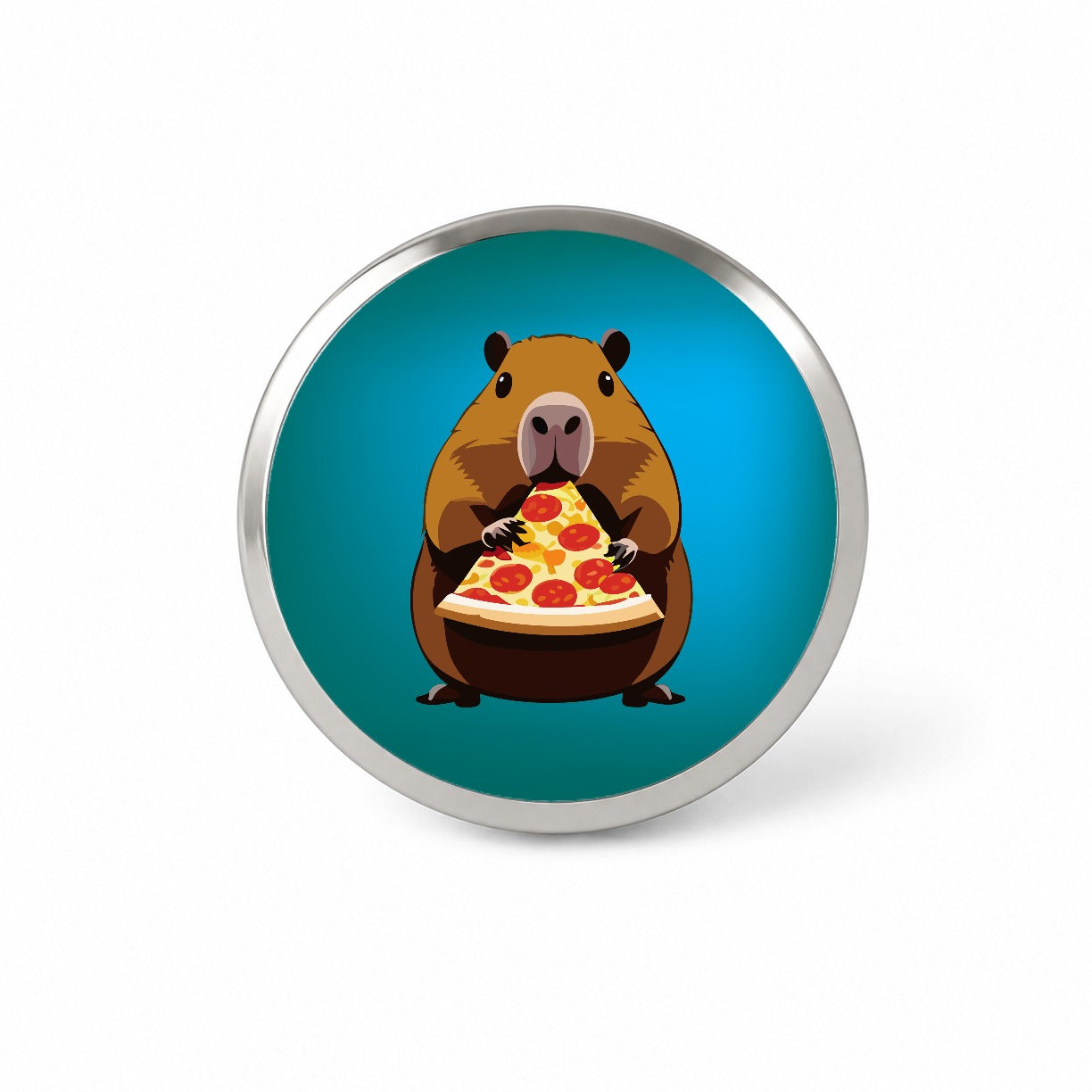 Capybara Eating Pizza Funny Novelty Hat Backpack Lapel Pin