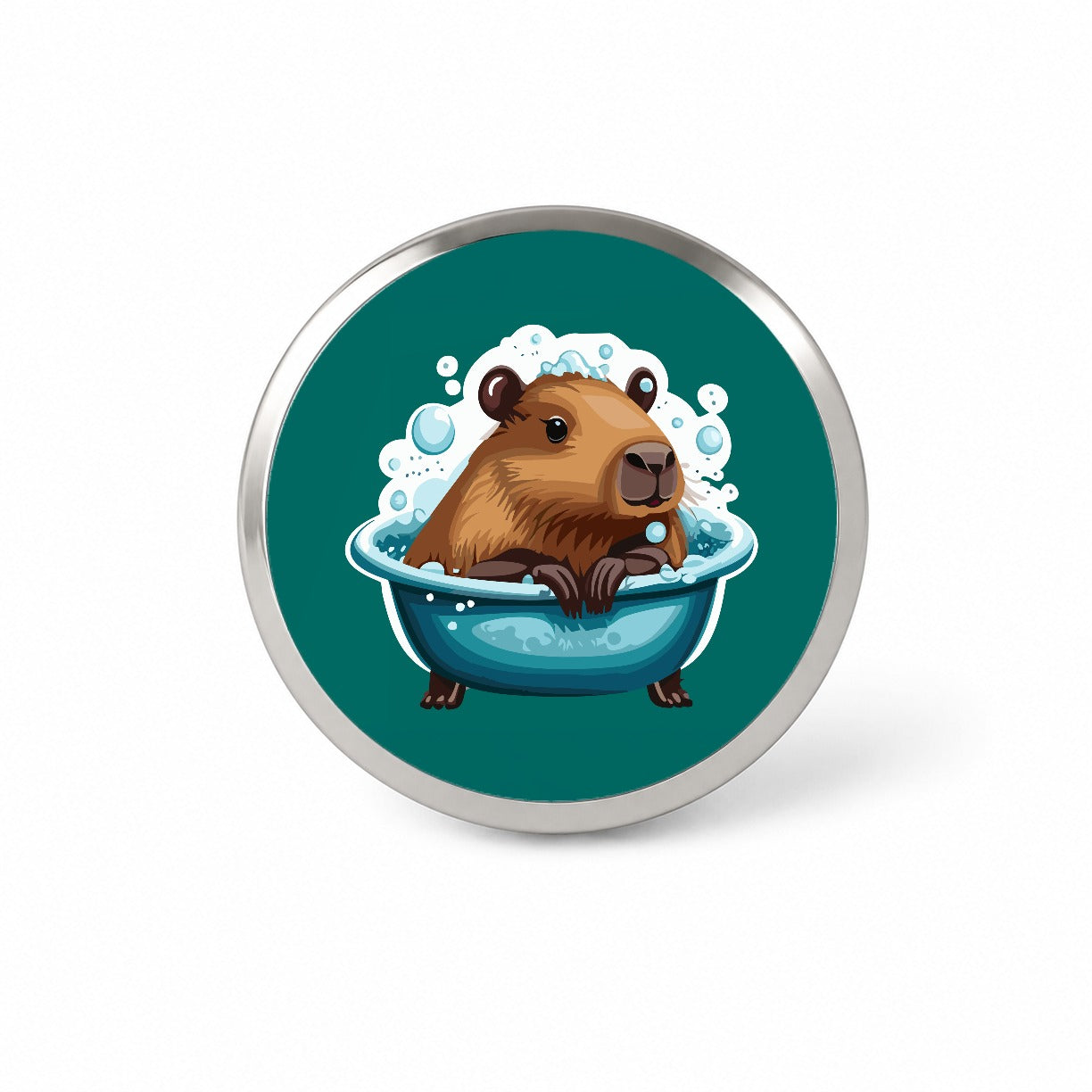 Capybara in Bubble Bath Bathing Funny Novelty Hat Backpack Lapel Pin