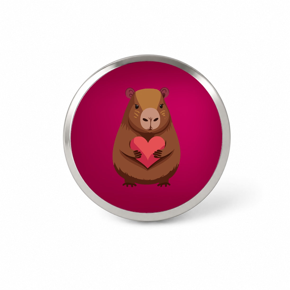 Capybara Love Holding Heart Valentines Day Anniversary Novelty Hat Backpack Lapel Pin