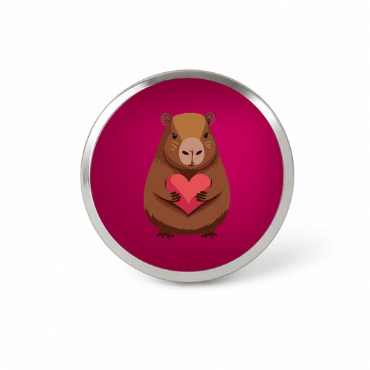 Capybara Love Holding Heart Valentines Day Anniversary Novelty Hat Backpack Lapel Pin