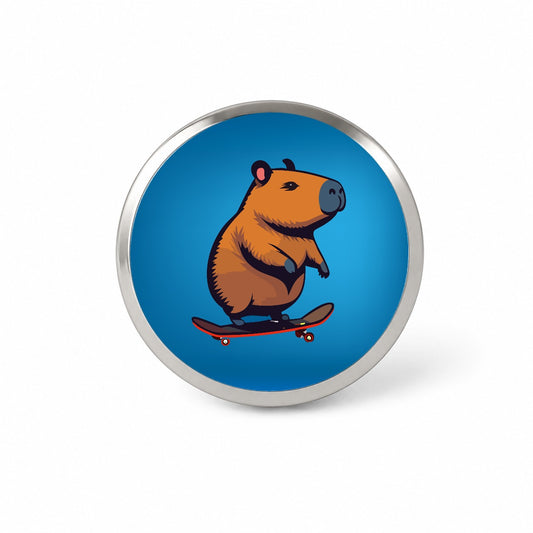 Capybara Riding Skateboard Skater Funny Novelty Hat Backpack Lapel Pin