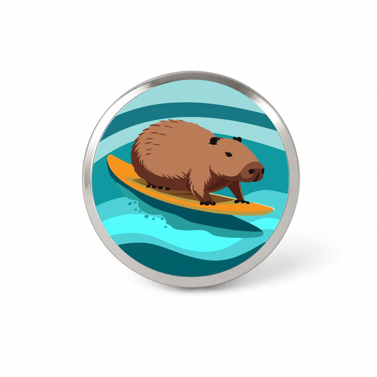 Capybara Surfing Surfer Ocean Funny Novelty Hat Backpack Lapel Pin