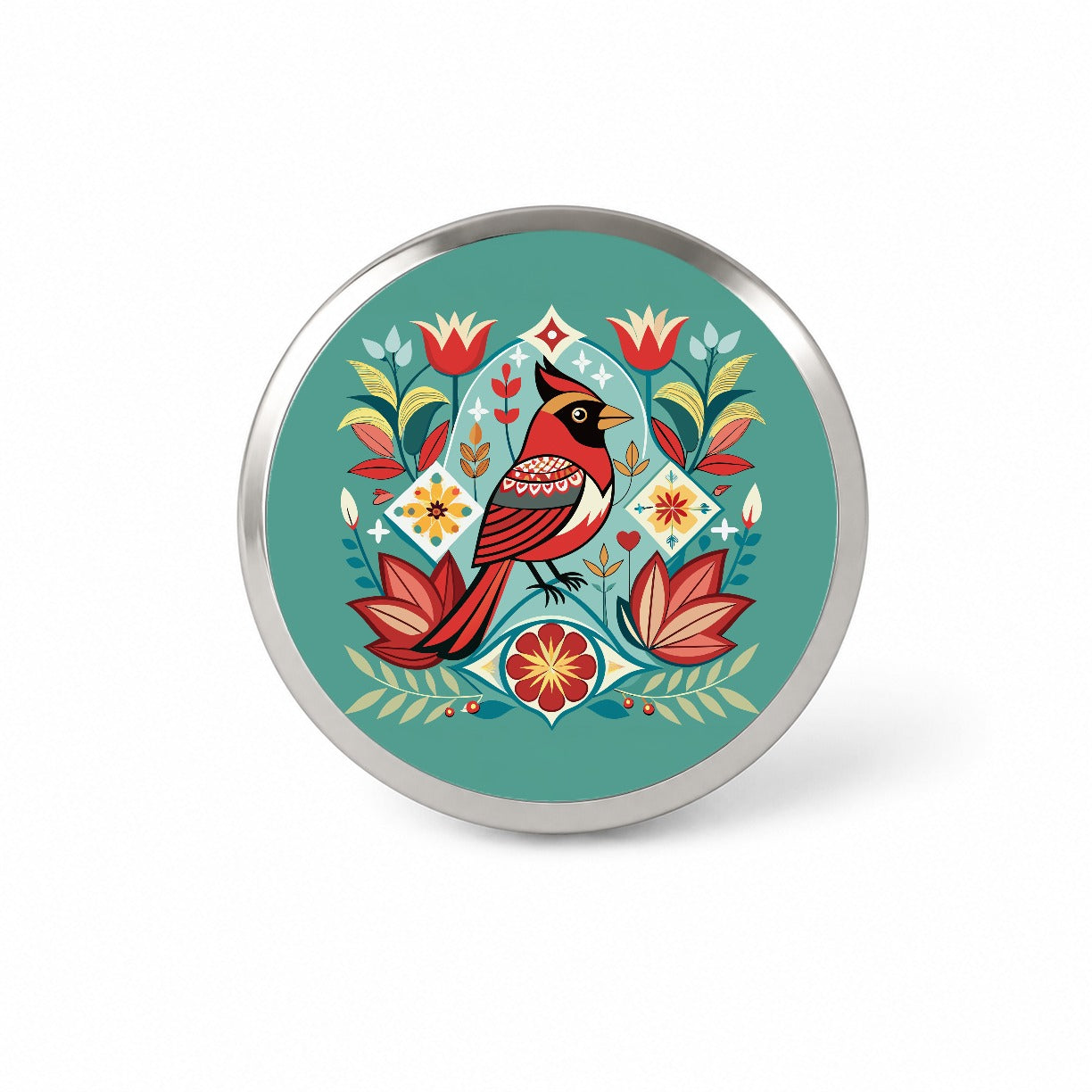 Cardinal Bird Floral Flowers Novelty Hat Backpack Lapel Pin
