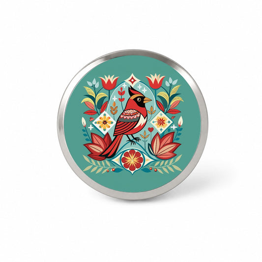 Cardinal Bird Floral Flowers Novelty Hat Backpack Lapel Pin