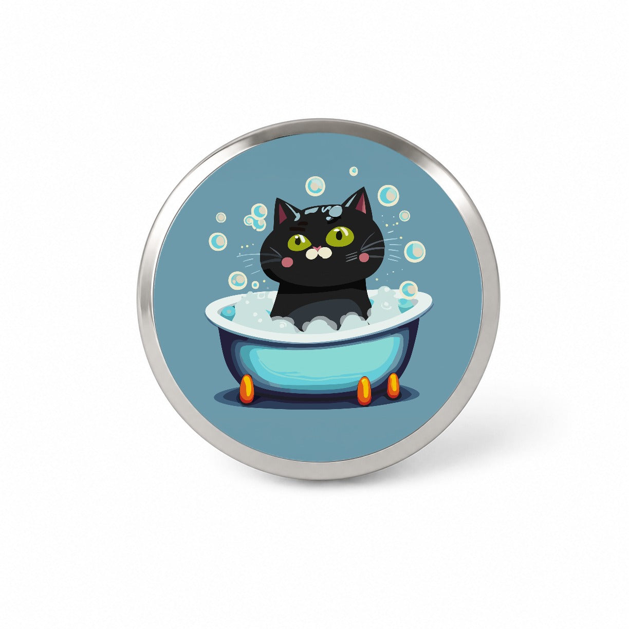 Cat Black Taking Bubble Bath Novelty Hat Backpack Lapel Pin