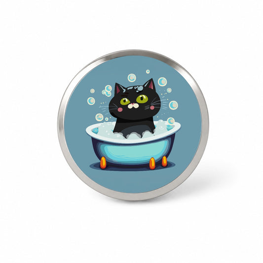 Cat Black Taking Bubble Bath Novelty Hat Backpack Lapel Pin