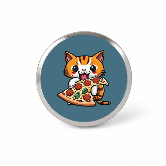 Cat Eating Pizza Funny Novelty Hat Backpack Lapel Pin