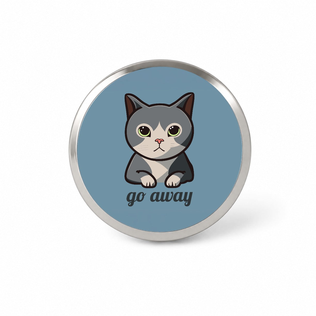 Cat Gray Go Away Funny Novelty Hat Backpack Lapel Pin