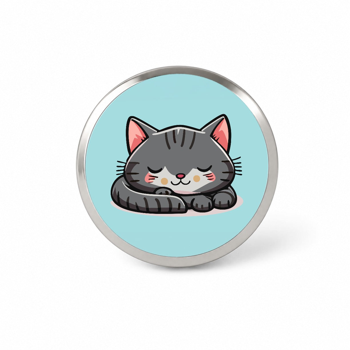 Cat Gray Sleeping Novelty Hat Backpack Lapel Pin