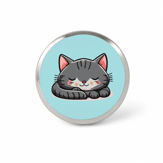 Cat Gray Sleeping Novelty Hat Backpack Lapel Pin