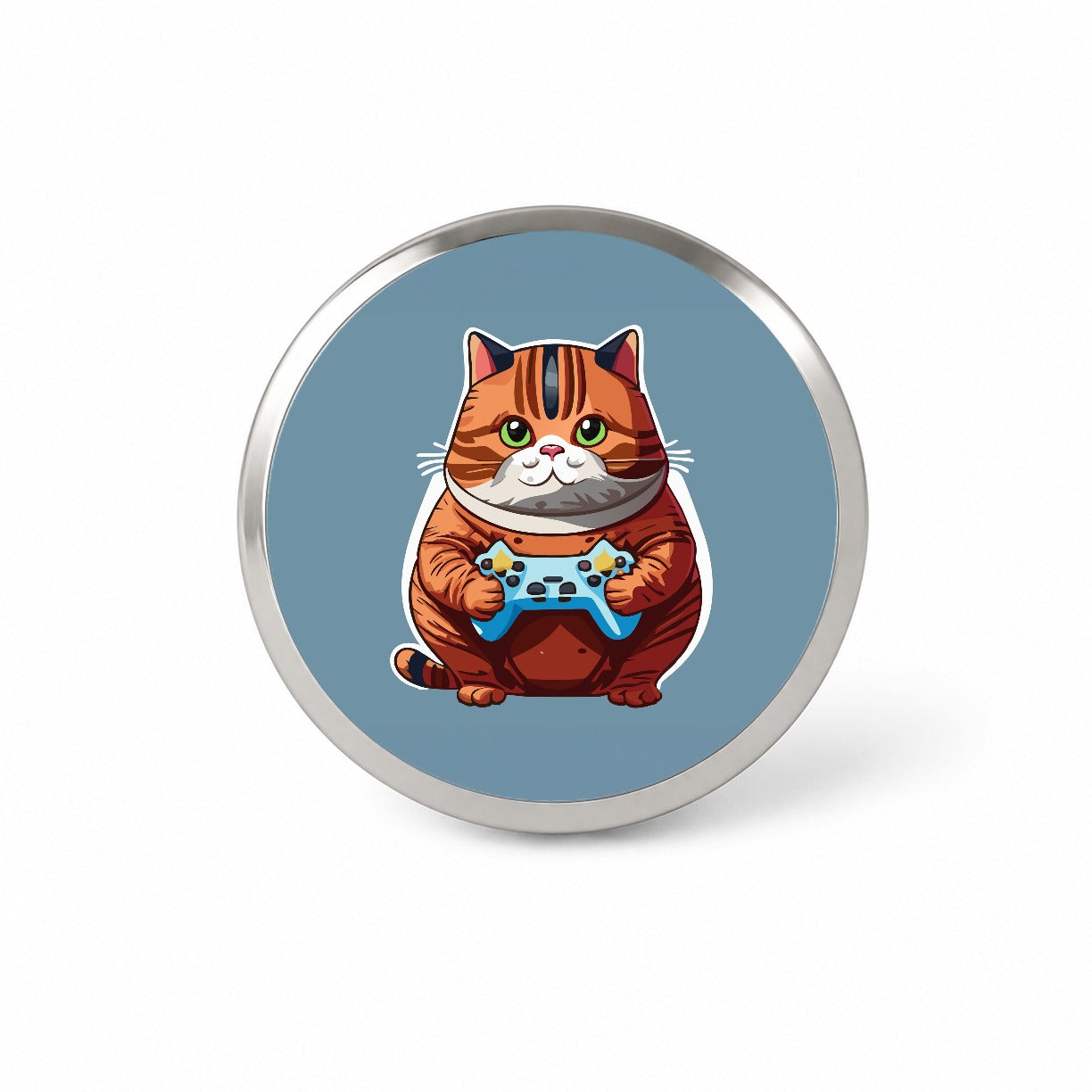 Cat Playing Game Gamer Gaming Chubby Novelty Hat Backpack Lapel Pin
