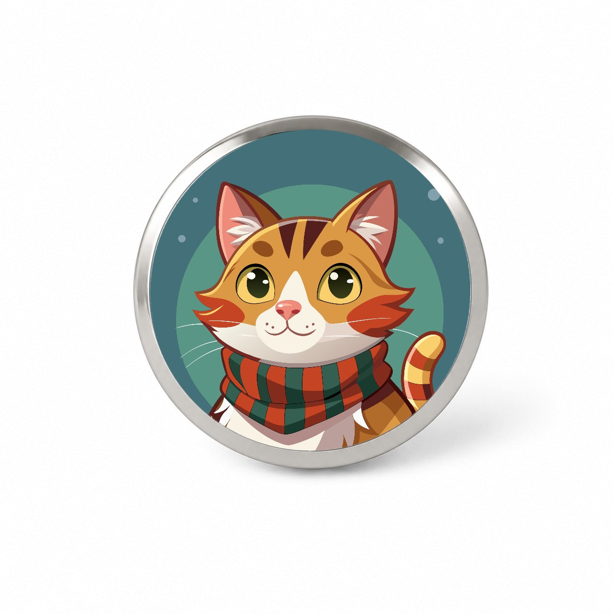 Cat Tabby Wearing Winter Scarf Novelty Hat Backpack Lapel Pin