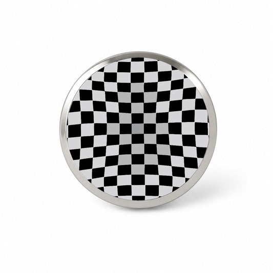 Checkered Flag Black White Novelty Hat Backpack Lapel Pin