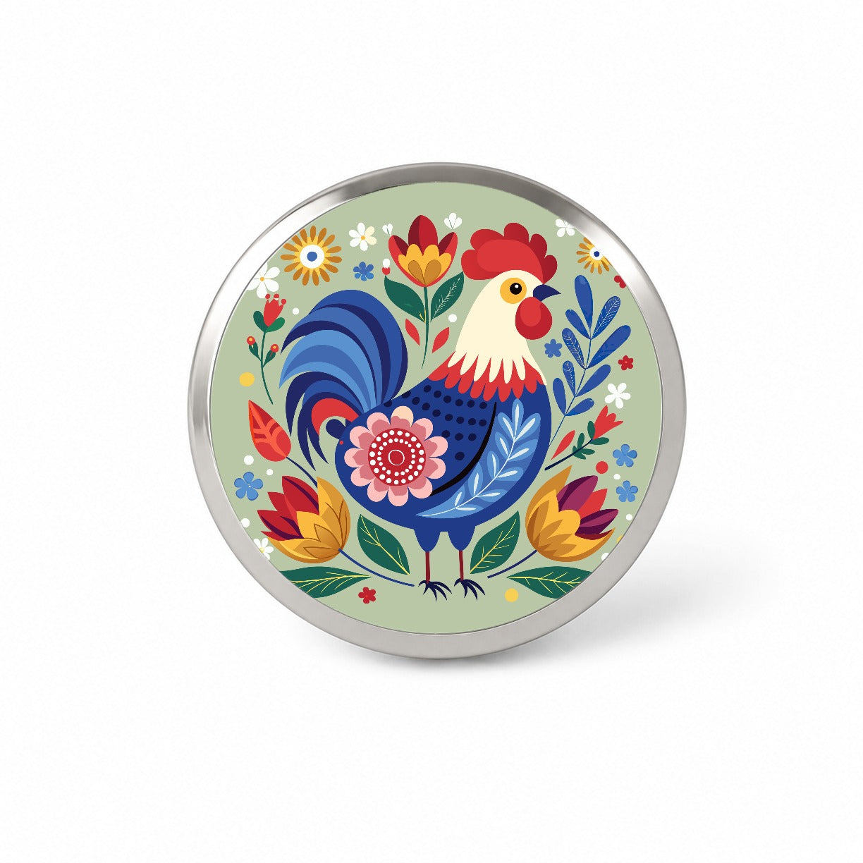 Chicken Rooster Floral Flowers Novelty Hat Backpack Lapel Pin