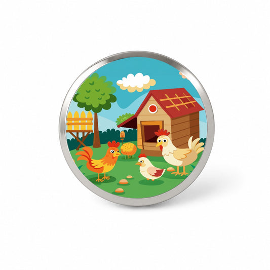 Chickens and Coop Cute Novelty Hat Backpack Lapel Pin