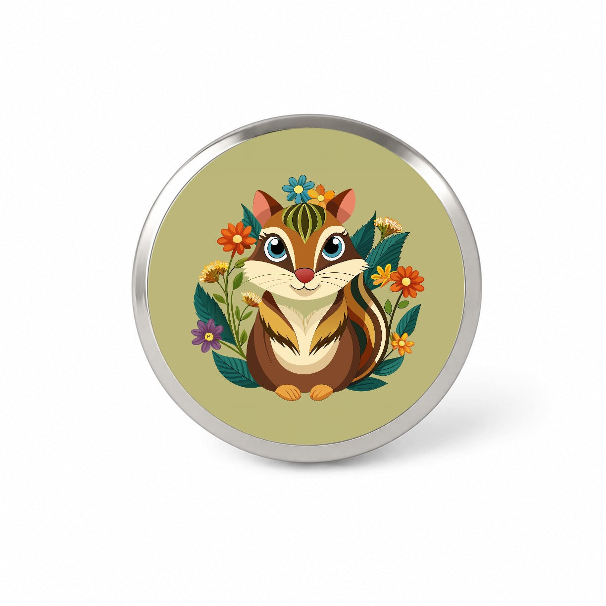 Chipmunk Floral Flowers Novelty Hat Backpack Lapel Pin