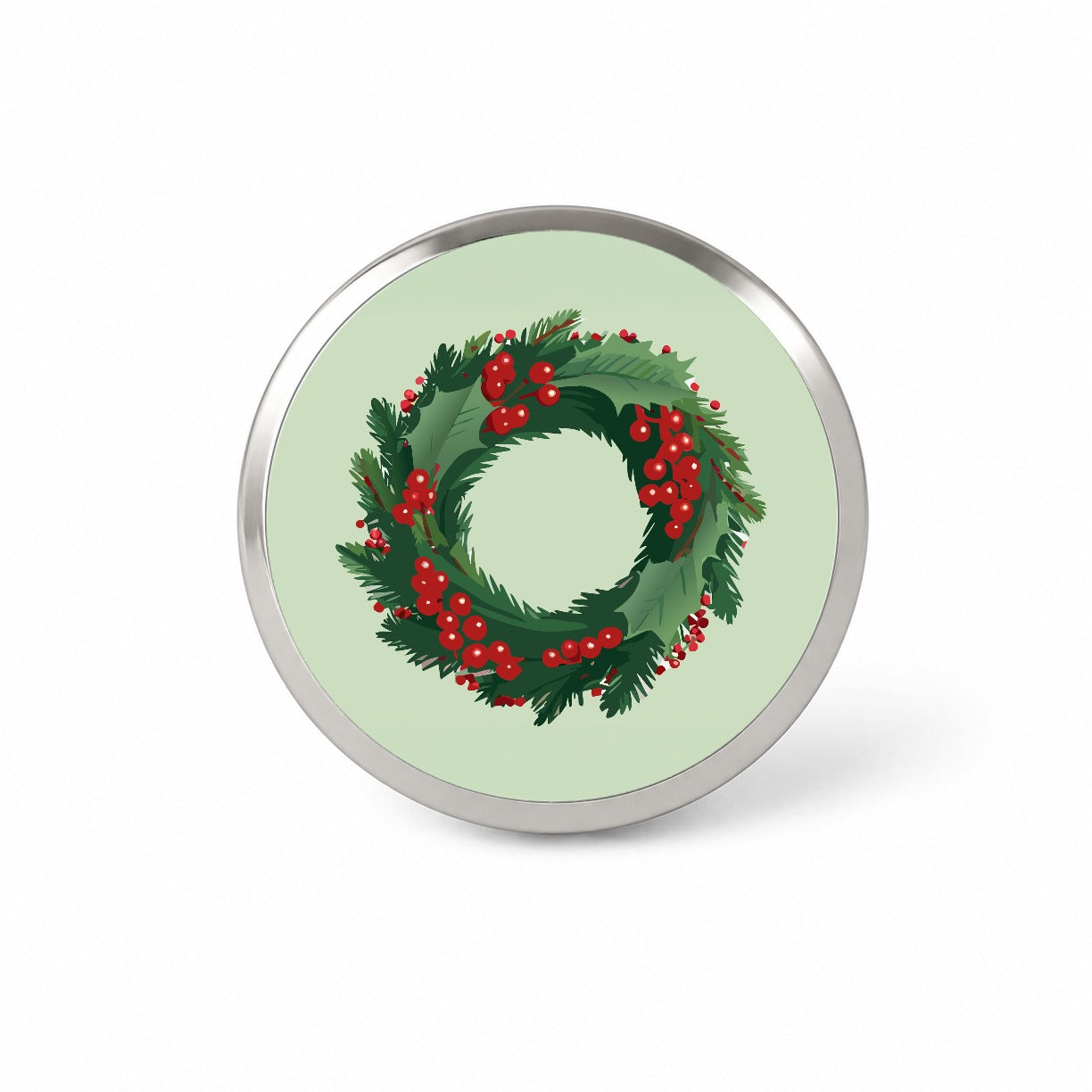 Christmas Wreath Holly Novelty Hat Backpack Lapel Pin