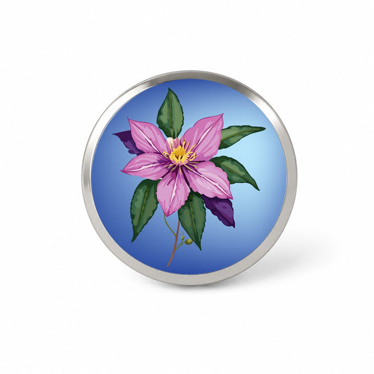 Clematis Flower Purple Watercolor Novelty Hat Backpack Lapel Pin