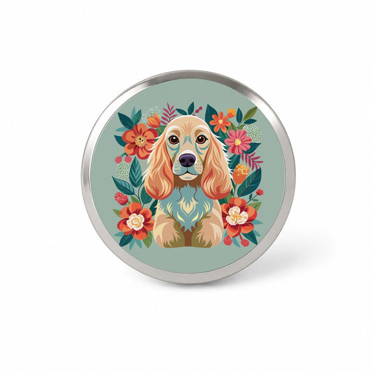 Cocker Spaniel Dog Floral Flowers Novelty Hat Backpack Lapel Pin