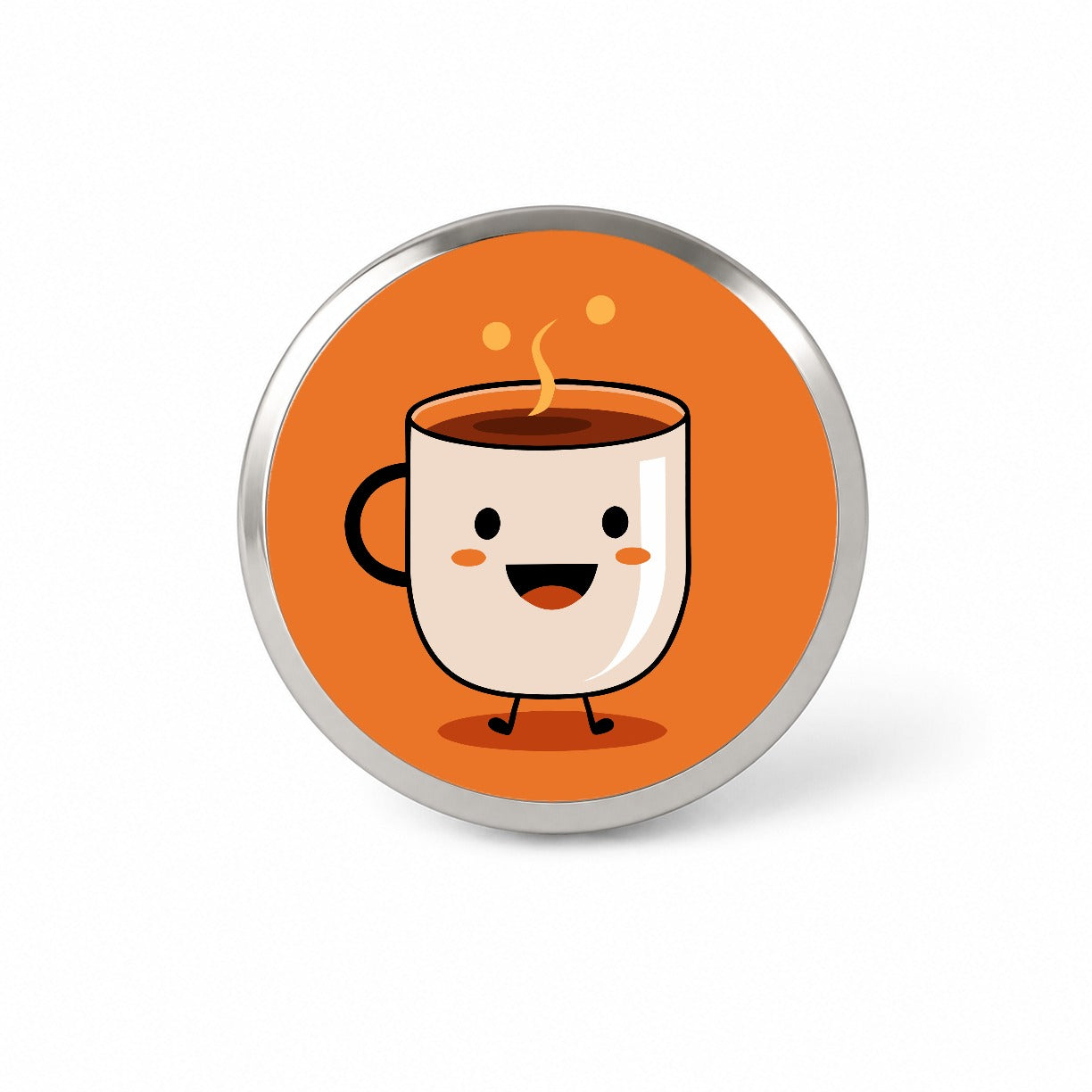 Coffee Mug Cup Smiling Happy Novelty Hat Backpack Lapel Pin