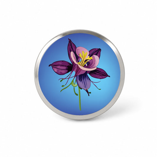 Columbine Flower Watercolor Purple Novelty Hat Backpack Lapel Pin