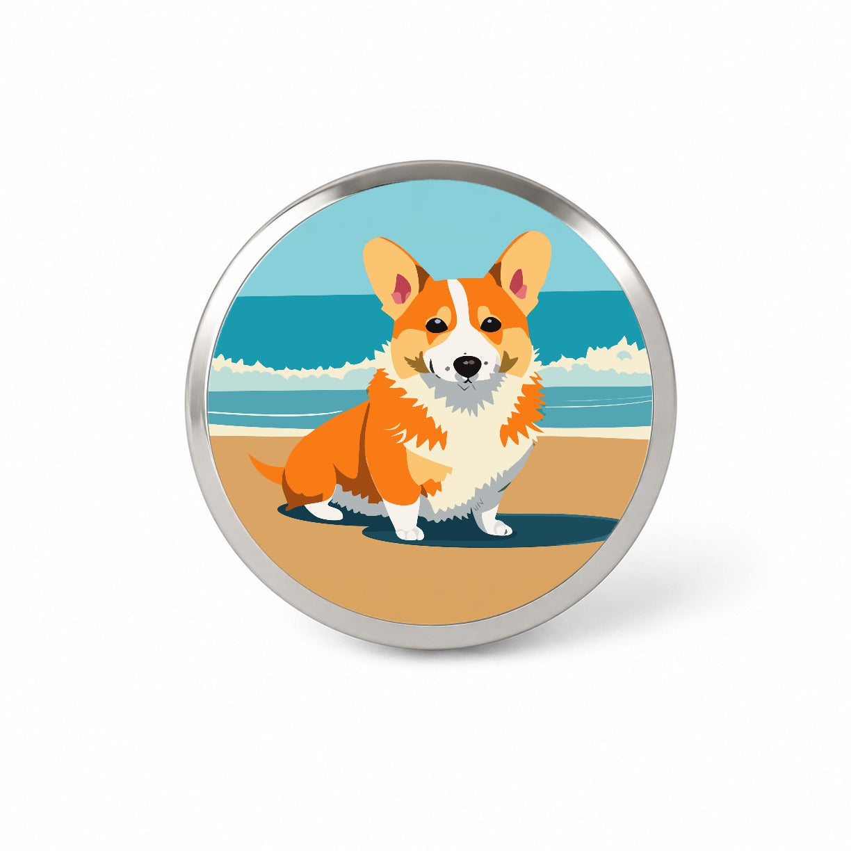 Corgi Dog on the Beach Ocean Novelty Hat Backpack Lapel Pin