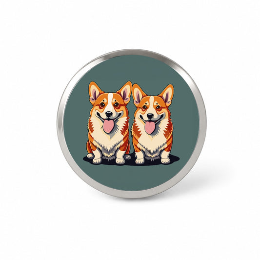 Corgis Dog Friends Brother Sister Two 2 Novelty Hat Backpack Lapel Pin